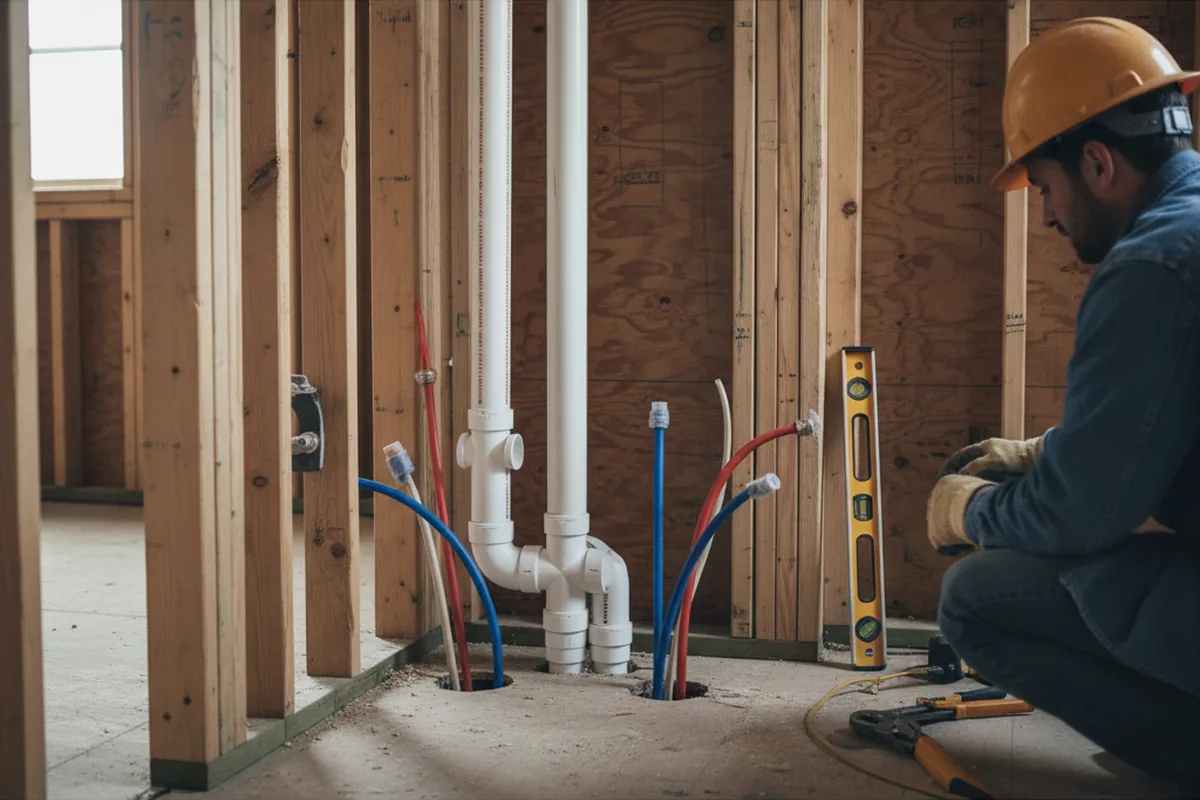 Drain and supply rough-in during Leak Detection in Burke